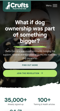 Crufts Club Mobile Homepage
