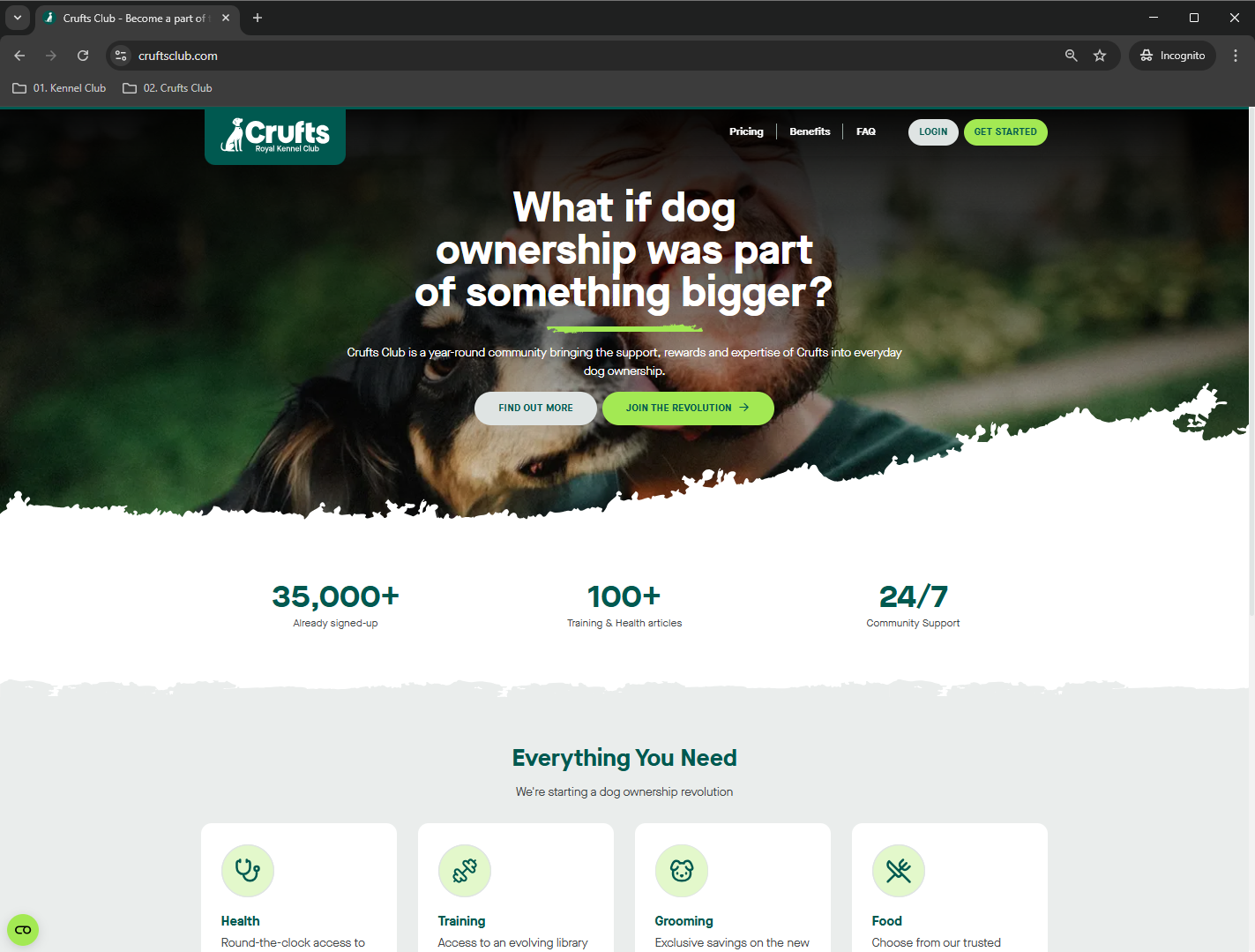 Crufts Club Website Homepage Developed By PSP IT